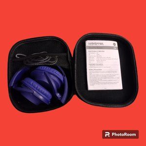 Portable Foldable Headphones Over Ear Purple w/ Carrying Case